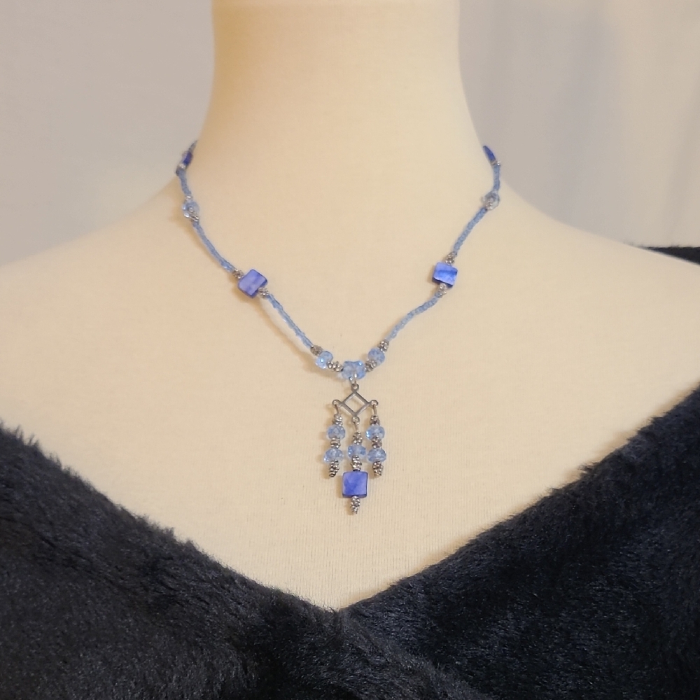 Elegant Blue Beaded Necklace